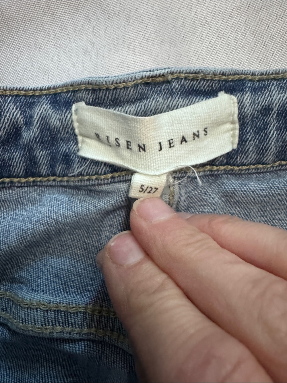 RISEN Wide Leg Shadow Released Hem Stretch Jeans Light Wash Size 5 / 27 EUC - Picture 7 of 8